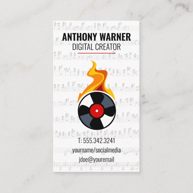 Vinyl | Musical Sheet Business Card (Front)