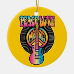 Vinyl Peace Love Music Ceramic Ornament at Zazzle