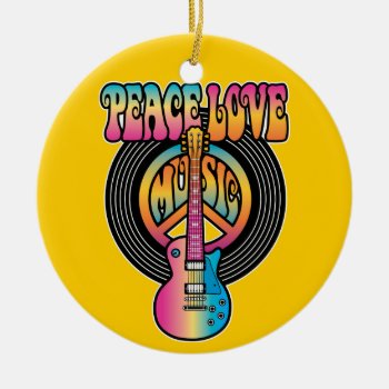 Vinyl Peace Love Music Ceramic Ornament by PeaceLoveWorld at Zazzle