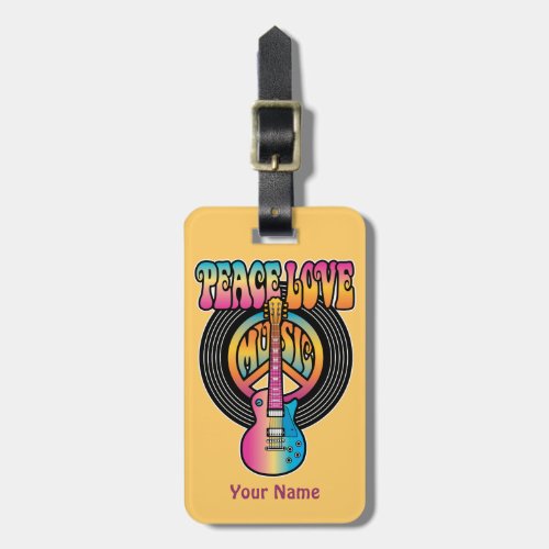 Vinyl Peace Love Music Luggage Tag