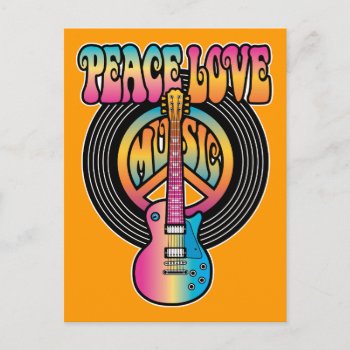 Vinyl Peace Love Music Postcard by PeaceLoveWorld at Zazzle