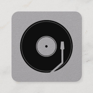 Vinyl play cover gray black square business card