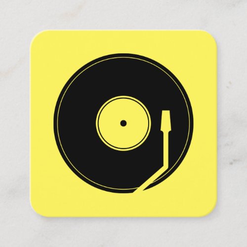 Vinyl play cover yellow black square business card