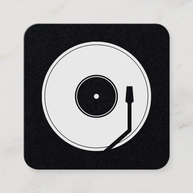 Vinyl play shape retro vintage square business card (Front)