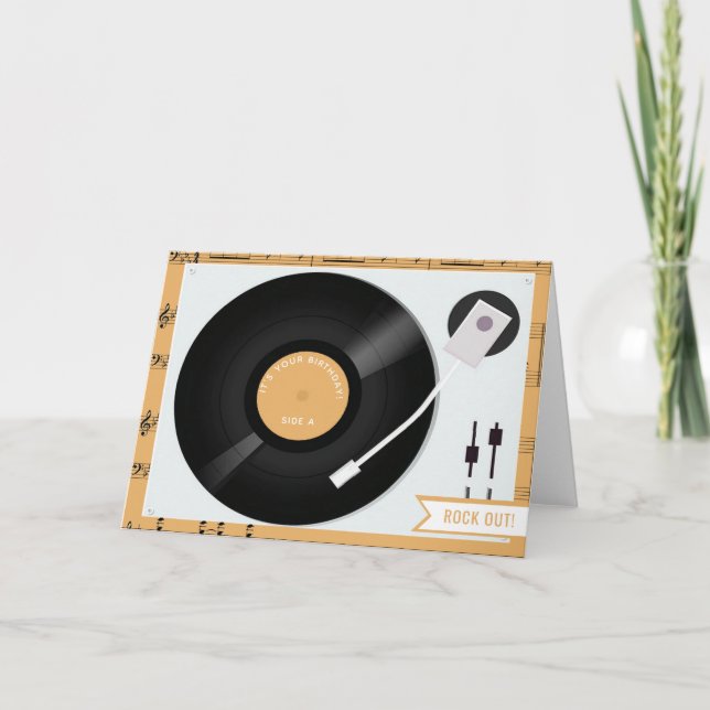 vinyl player birthday card (Front)