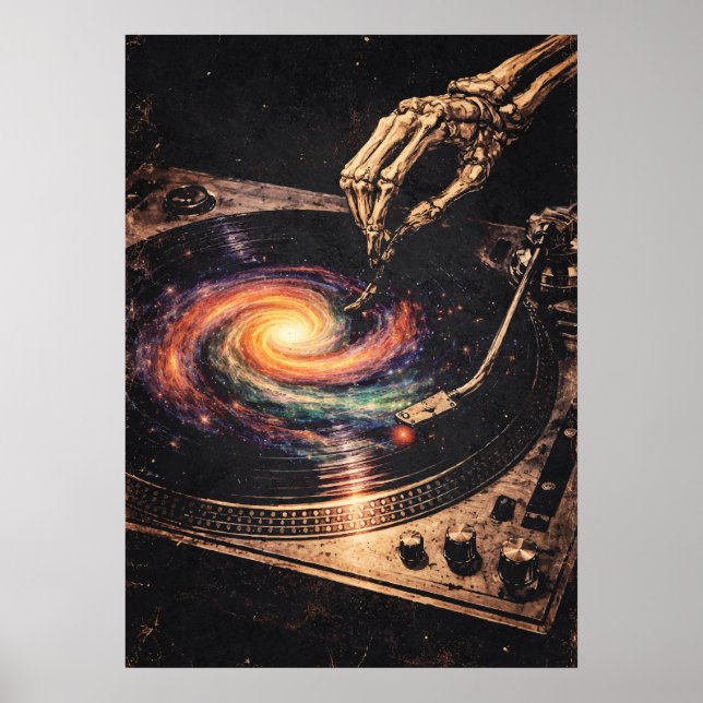 Vinyl Reaper, Retro-Grungy Music Art, Abstract Poster (Front)