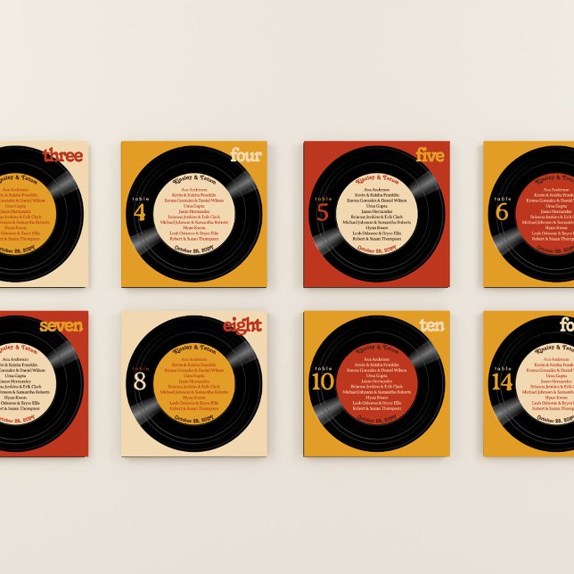 Vinyl Record Album Groovy Red Seating Sign (Vinyl record seating plan foam boards. Mix and match styles to create a beautiful display.)