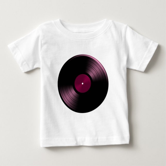 Vinyl Record Album in Pink Baby T-Shirt (Front)
