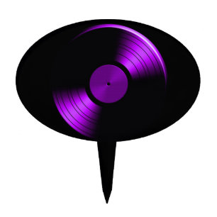 Vinyl Record Album in Purple 60s 70s 80s Cake Topper