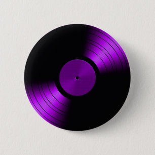 Vinyl Record Album in Purple 60s 70s 80s Pinback Button