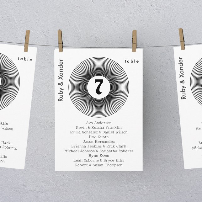 Vinyl Record Album Individual Table Seating Card (Vinyl record hanging table number seating cards)