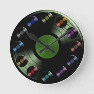 Vinyl Record Album Retro LP Boho Round Clock