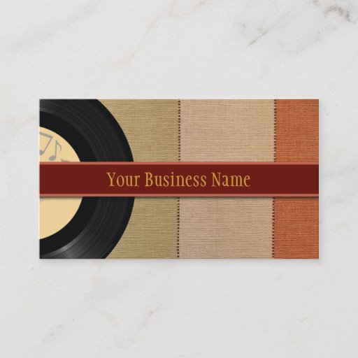 Customizable Vinyl Record and nature stripe business card