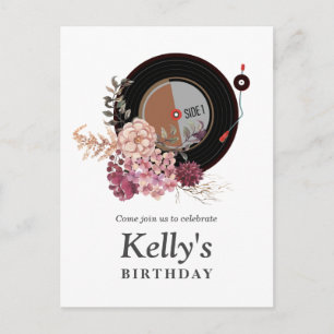 vinyl record birthday Invitation Postcard