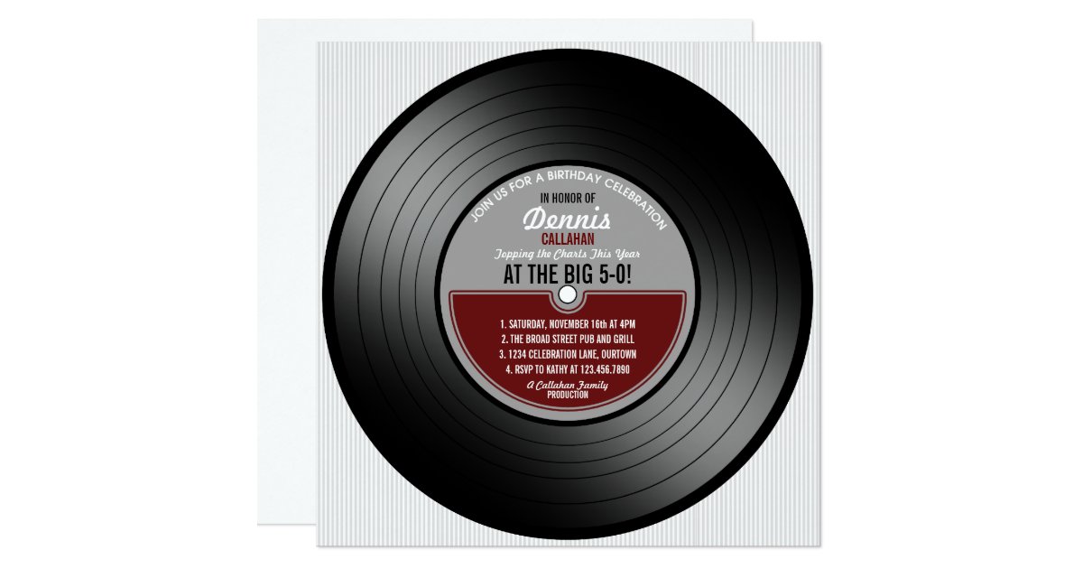 Vinyl Record Birthday Party Invitation | Zazzle