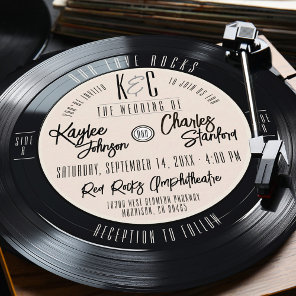 Vinyl Record Black and Ivory Vintage Music Wedding Invitation