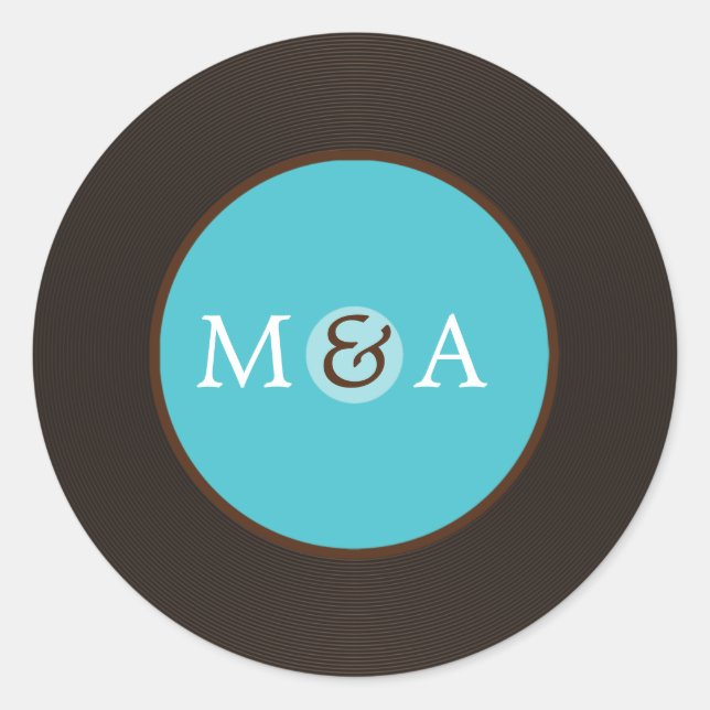 Vinyl Record Custom Wedding Classic Round Sticker (Front)