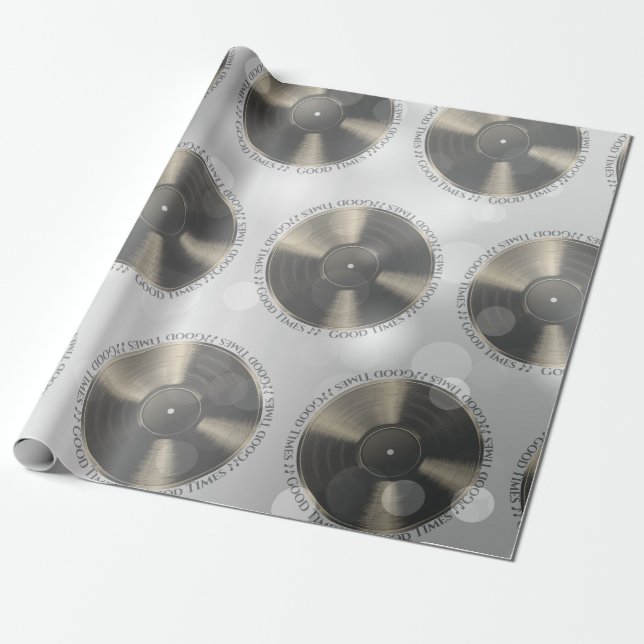 Vinyl Record Custom Wording Wrapping Paper (Unrolled)