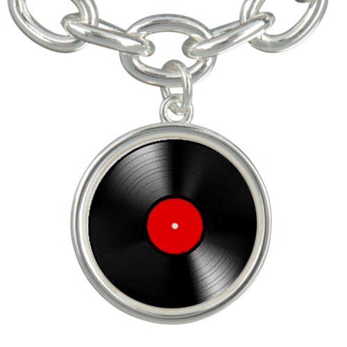 Vinyl Record design jewelry set Charm Bracelet