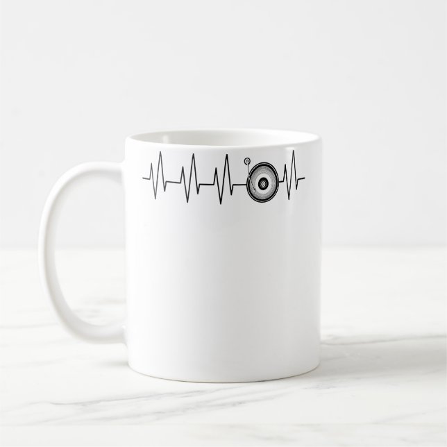 Vinyl Record Dj Heartbeat Funny Ekg Disk Jockey Coffee Mug (Left)