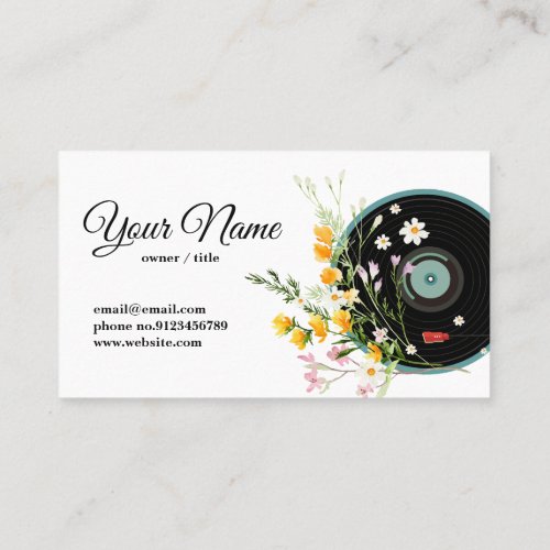Vinyl Record  floral Oldies Rustic  Business Card