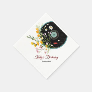 Vinyl Record, floral, Oldies Rustic, women music Napkins