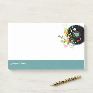Vinyl Record, floral, Oldies Rustic, women music Post-it Notes