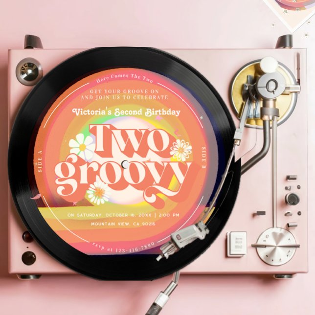 Vinyl Record Groovy Second Birthday Invitation (Creator Uploaded)