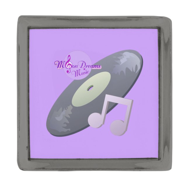 Vinyl Record Gunmetal Plated Square Lapel Pin (Front)