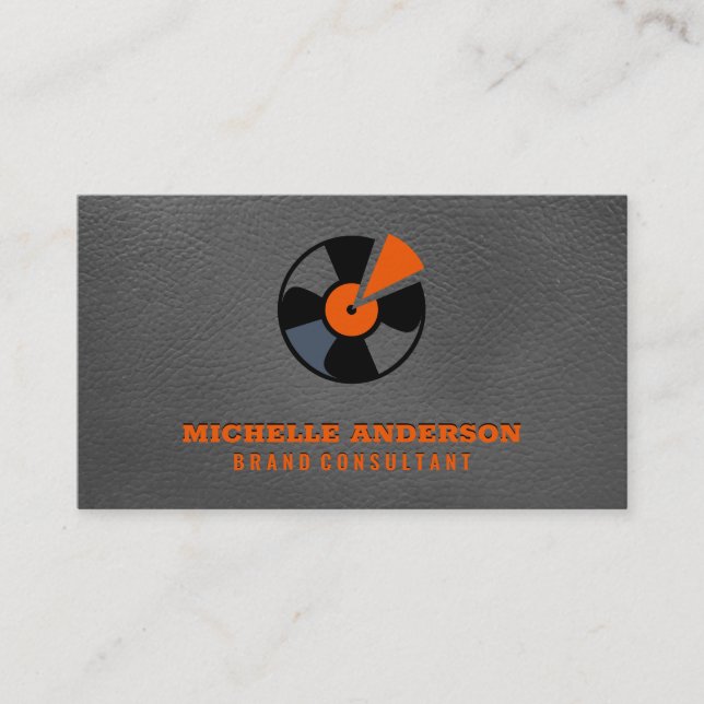 Vinyl Record | Leather Background Business Card (Front)