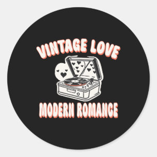Vinyl Record Lover Valentine Vintage Love Modern R Classic Round Sticker