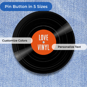 Vinyl Record LP Custom Color and Text Pin Button