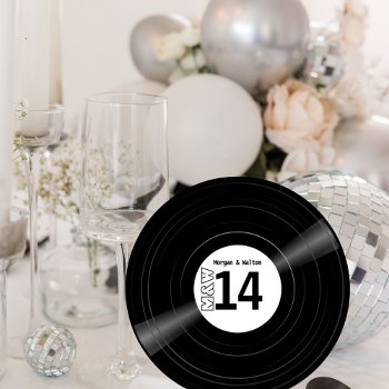 Vinyl Record Monogram Photo Table Number  - White by HelloPinkFeathers at Zazzle