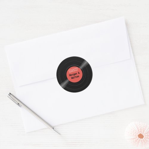 Vinyl Record Monogram Retro Red Label