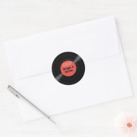 Vinyl Record Monogram Retro Red Label Sticker