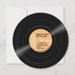 Vinyl Record Monogram Retro Save The Date