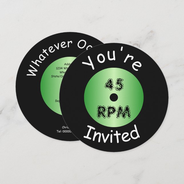 Vinyl Record Music Event Any Occasion Invitation (Front/Back)