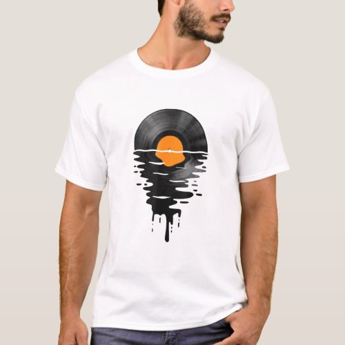 Vinyl Record Music LP Classic 80s Sunset T_Shirt