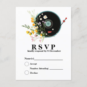 Vinyl Record, Oldies Rustic music, flowers, adult Postcard