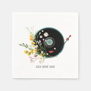 Vinyl Record, Oldies Rustic music, flowers, Napkins