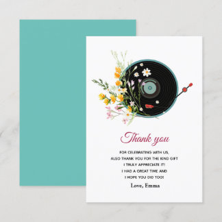 Vinyl Record, Oldies Rustic music, thank you card