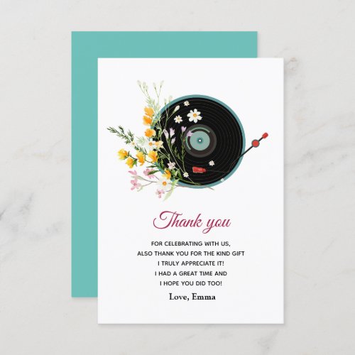 Vinyl Record  Oldies Rustic music thank you card