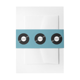 Vinyl Record Pattern with Monogram Editable Color Invitation Belly Band