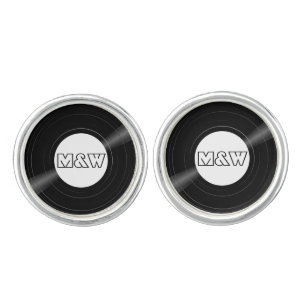 Vinyl Record Personalized Monogram Custom Color Cufflinks