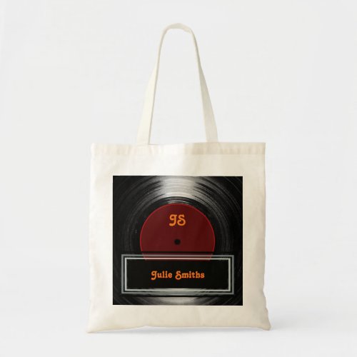 vinyl record  personalized tote bag