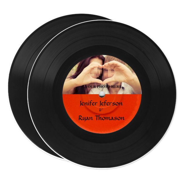 Vinyl Record Photo Wedding Invitation