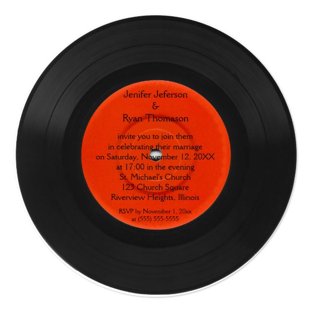 Vinyl Record Photo Wedding Invitation