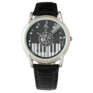 Vinyl record piano and music elements watch