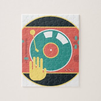 Vinyl-record-player-hand-scratch Jigsaw Puzzle by daWeaselsGroove at Zazzle
