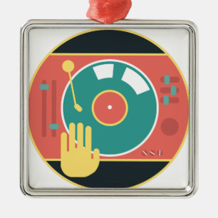 Vinyl-record-player-hand-scratch Metal Ornament